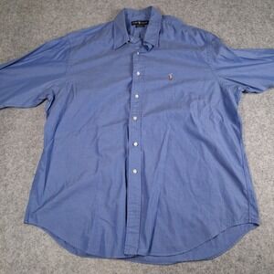 Ralph Lauren Button Down Mens 17.5 Blue Yarmouth Cotton Long Sleeve Shirt